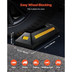 Set di 2 Ferma-Parcheggio Robusti da 21,6 Pollici in Gomma con Strisce Riflettenti, Ausilio per Pavimenti di Garage in Plastica - Product Image 2