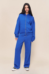 Conjunto de Sudadera con Capucha y Pantalones Deportivos para Mujer, Talla Grande, Personalizado, de Alta Calidad, en Felpa de Algodón, con Bordado y Cierre de Cremallera de un Cuarto, Hombros Caídos - Product Image 6