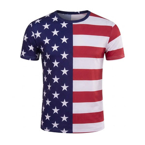 Camiseta de Manga Corta con Estampado de Bandera Americana para Hombre, Cuello Redondo, Corte Regular, Informal, de Poliéster Tejido, Venta al Por Mayor, Marca Ekin Impex - Product Image 2