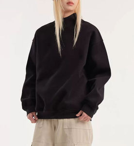 Sweat-shirt à col roulé surdimensionné pour femme, couleur unie, épaules tombantes, manches longues, tricot en coton, vêtements d'automne - Product Image 5