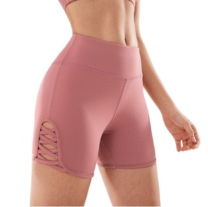 Pantalones Cortos Deportivos de Mujer de Cintura Media con Corte en V, Transpirables, de Secado Rápido, con Bolsillos, Cintura Elástica y Diseño Acanalado para Gimnasio - ¡Venta Caliente! - Product Image 1