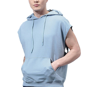 Haut de sport sans manches pour homme en coton et polyester, doux et léger, avec capuche, pour l'entraînement et la gym, personnalisable OEM, marque privée - Product Image 4