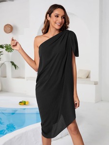 Paréo de plage maxi imprimé animal/leopard pour femme, cache-maillot 2 pièces léger à nouer sur les côtés pour les vacances à la plage - Product Image 2