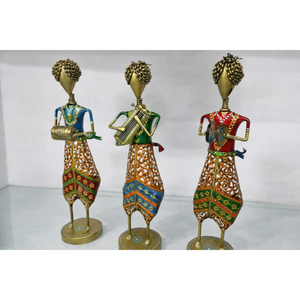 Figuras de Músicos de Metal Hechas a Mano - Diseño Vertical Estilo Art Deco, Móviles, Multifuncionales, de Varias Piezas, para Diwali, Bodas, SwamiG - Product Image 1