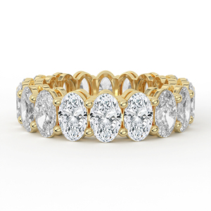 แหวนเพชรทรงรีแบบ Eternity Band ทองคำขาว ประดับเพชรแบบ Shared Prong ริบบิ้นต่อเนื่อง แหวนแต่งงานสุดหรู แหวนซ้อนกันได้ ของขวัญวันครบรอบ เครื่องประดับชั้นดี - Product Image 1