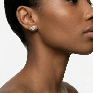 Boucles d'oreilles classiques Halo avec diamants de laboratoire taille brillant rond en or blanc 14 carats, bijoux tendance pour femmes, certifiés IGI - Product Image 3