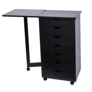 Carrello Portadocumenti Nero a 7 Cassetti con Gambe a Scomparsa e Scrivania per Archiviazione Efficiente - Collezione RT - Product Image 1