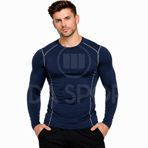 2026 New Custom Lightweight Breathable <b>Compression</b> <b>Shirt</b> <b>Men</b> Performance Gym Wear Moisture Wicking Athletic Base Layer Quick Dry - Product Image 2