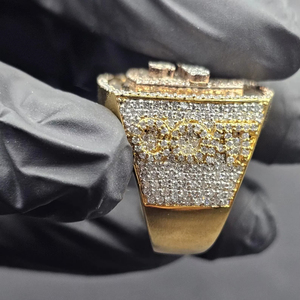 Certified Attractive IGI Certified Diamond Hip Hop <b>Statement</b> <b>Ring</b> 925 <b>Silver</b> 14K Gold Plated Custom Cocktail Wedding - Product Image 3