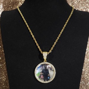 Custom Picture Photo Pendant <b>Medallion</b> Round Iced Out Lab Grown Diamond Hip Hop Memory Necklace Personalized Gift For Men Women - Product Image 3