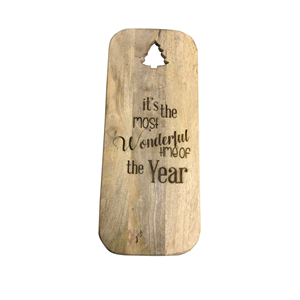 Tabla de cortar de madera grabada a medida al por mayor con diseño de árbol de Navidad, bandeja de servir de madera con asa, tabla de embutidos para festividades - Product Image 1