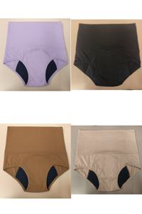 Braguitas de nailon transpirables de corte alto para mujer, de 3 capas, a prueba de fugas, de secado rápido, para flujo ligero, con patrón liso. - Product Image 4