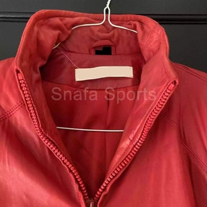 Women Leather Jacket Zipper Loose Oversized Coat Elegant Genuine Leather Jacket For Women With High Collar And Side Pockets - Product Image 6