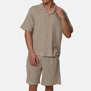 Pantalones Cortos Bermuda de Algodón a Rayas para Hombre, Cintura Media, Cierre de Botones, Estilo Casual, Tejido Transpirable - Product Image 5