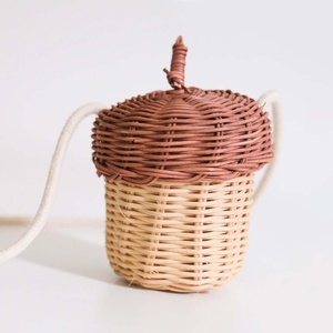 Bolso bandolera de ratán con forma de bellota, cesta tejida a mano para niños, cestas para bebés, precio competitivo - Product Image 3