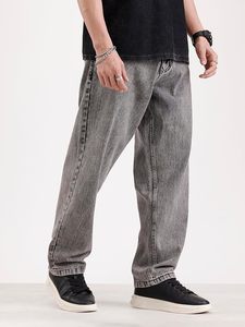 Jean en denim gris uni pour homme, coupe ample, taille mi-haute, jambe large, 100% coton, denim premium, délavage moyen, vintage, écologique - Product Image 6