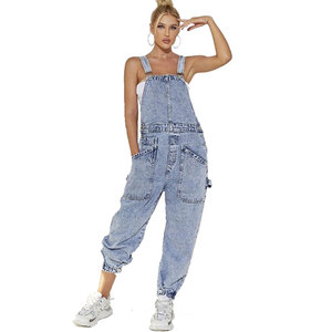 Overoles de mezclilla para mujer, casuales, suaves y cómodos, con tirantes ajustables, estilo urbano moderno, moda para el día a día - Product Image 1