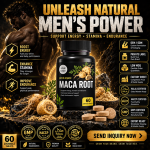 Suplemento de Extracto de Raíz de Maca Natural Halal Elma Food, 60 Tabletas Masticables, Apoyo Energético para Hombres, Metabolismo, Circulación, GMP - Product Image 1