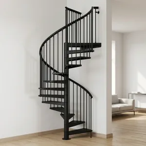 Escalera de Caracol Interior de Metal, Diseño Industrial, para Hogar u Oficina, Duradera, Fijada con Pernos, con Barandilla de Metal - Product Image 3