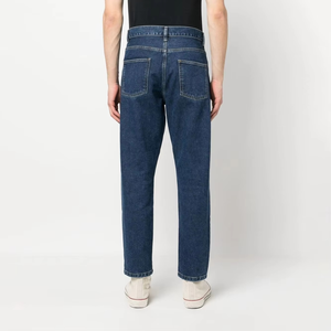 Nouveau style – Jean en denim pour homme, coupe droite, taille mi-haute, en coton tissé respirant, délavé clair, avec logo personnalisé, confortable et décontracté - Product Image 1