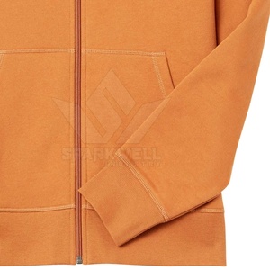 Sweat à capuche zippé intégral orange pour homme en coton molletonné, couleur unie, décontracté, avec logo frontal et poche, coupe oversize, idéal pour l'hiver - Product Image 5