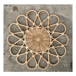 Vietnam Natural Woven Rattan Charger Plate | Handmade Flower <b>Placemat</b> for Dining Table Home Decoration - Product Image 6
