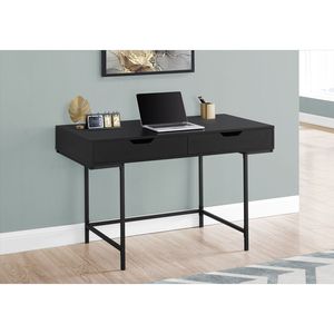 Scrivania per Computer Moderna e Contemporanea da 48 Pollici con Cassetti Portaoggetti, in Laminato Nero e Metallo Nero - Product Image 5