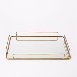 Modern Geometric Glass <b>Mirror</b> Tray Decorative Metal <b>Vanity</b> Organizer Perfume Jewelry Display Plate <b>Table</b> Centerpiece Wedding - Product Image 3