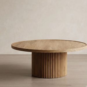 Mesa de Centro Redonda de Madera, Moderna y Minimalista, Muebles para Sala de Estar - Product Image 3