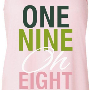 Camiseta sin mangas AKA 1908 Racerback Bella Canvas Rosa Claro para Fitness y Entrenamiento, Ropa de Hermandad Griega - Product Image 5