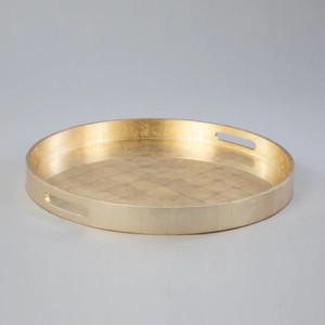 Bandeja circular grande lacada en oro, bandejas decorativas para servir alimentos, accesorios para el hogar, utensilios de cocina hechos en Vietnam. - Product Image 1