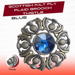 Broche de tartán escocés de lujo con diseño de cardo premium y piedras brillantes, hecho a mano - Product Image 2
