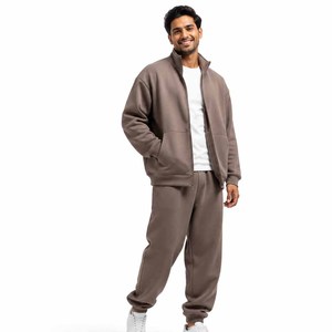 Men's Casual Tracksuit Set Solid Color Full <b>Zip</b> <b>Hoodie</b> Joggers Cotton Breathable Autumn Wear Regular Fit Side <b>Pockets</b> - Product Image 5