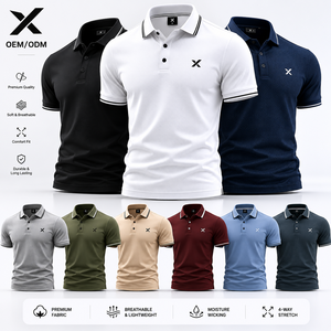 T-shirt décontracté à manches courtes pour homme X Sports City, couleur unie, respirant, 100 % polyester tricoté, anti-plis, pour activités de plein air - Product Image 1