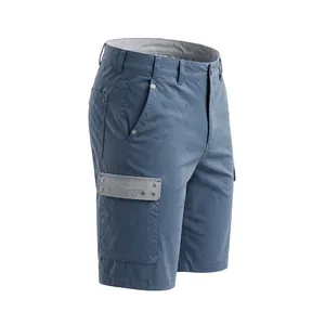 Men's Plus Size Cargo Shorts Mid Waist Button Fly Solid Color Canvas Fabric <b>Denim</b> <b>Material</b> Bermuda Length Casual Style Pockets - Product Image 3