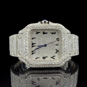 Reloj de Lujo Rectangular de Acero Inoxidable con Incrustaciones de Diamantes, Cristal de Zafiro, Esfera Analógica de 39 mm, Visualización de Fecha, Unisex - Product Image 3