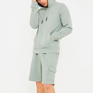 Ensemble survêtement homme en molleton imprimé 100 % coton, style streetwear, short et sweat à capuche, anti-odeur, léger, hiver - Product Image 1