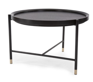 Table basse ronde en métal, table d'appoint moderne pour salon, table centrale noire, durable et facile à nettoyer, avec rangement - Product Image 2
