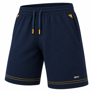 Shorts Bermuda pour Homme Bleu Marine avec Cordon de Serrage, Poches, Respirant, en Polyester Tricoté, Vêtement Décontracté - Product Image 2