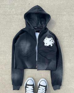 Sudadera con Capucha para Hombre, Fabricada a Medida, con Parches Bordados Vintage, 100% Algodón, Logotipo Personalizado, Lavado Ácido - Product Image 3