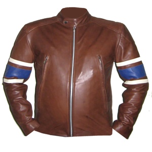 Veste bomber en cuir véritable pour homme, grande taille, de qualité supérieure, imperméable, respirante, fermeture éclair, col montant, fourrure de mouton - Product Image 1