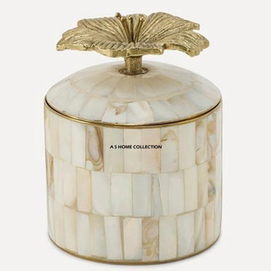 New Design Luxury Standard Metal With Aluminum Leaf Fancy Design Exclusive Quality Latest Canister <b>Box</b> Set Of 2 - Product Image 2