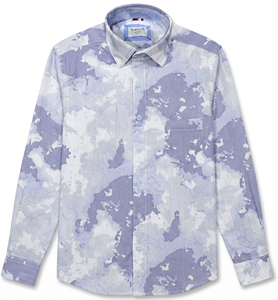 Camisa Casual de Hombre Enovate, Doble Botonadura, Manga Larga, Transpirable, 100% Algodón, Estampada, con Logotipo en la Parte Trasera del Cuello, para Primavera - Product Image 1