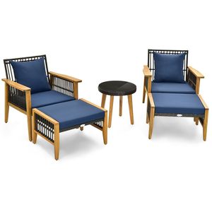 Set di mobili da giardino in 5 pezzi con tavolino e 2 pouf - Product Image 4