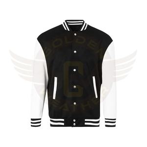 Chaqueta universitaria con bordado de alta calidad unisex, chaqueta de invierno de lana de algodón con logotipo personalizado en la parte delantera, diseño de letras OEM para hombres - Product Image 1