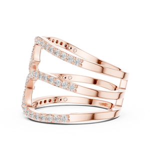 Luxury Rose <b>Gold</b> Pavé Lab Grown Diamond Crossover <b>Cocktail</b> <b>Ring</b> Fine Jewelry Gift for Women - Product Image 3