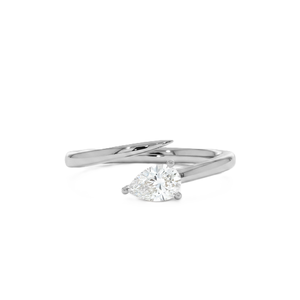 Waterdrop Art Deco Diamond Adjustable <b>Ring</b> Minimalist <b>Open</b> Band Engagement <b>Ring</b> Pear Cut Lab Created Diamond <b>Ring</b> 18K Solid Gold - Product Image 3