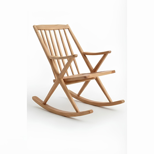 Modern Durable Solid Teak <b>Wood</b> Laser Printed Outdoor <b>Rocking</b> <b>Chair</b> Garden Patio Lounge <b>Chair</b> Relaxation Furniture Porch Seating - Product Image 2