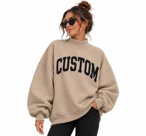 Sweat-shirts pour femmes à col montant et épaules tombantes, légers, en mélange coton/polyester doux, fabriqués en usine, best-sellers, pour l'hiver - Product Image 1