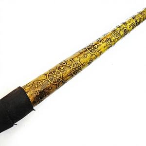 <b>Antique</b> Brass Handle Yellow Leather Embossed Handmade <b>Walking</b> <b>Stick</b> Cane Polished Finish Father's Day Gift Calvin Handicrafts - Product Image 6